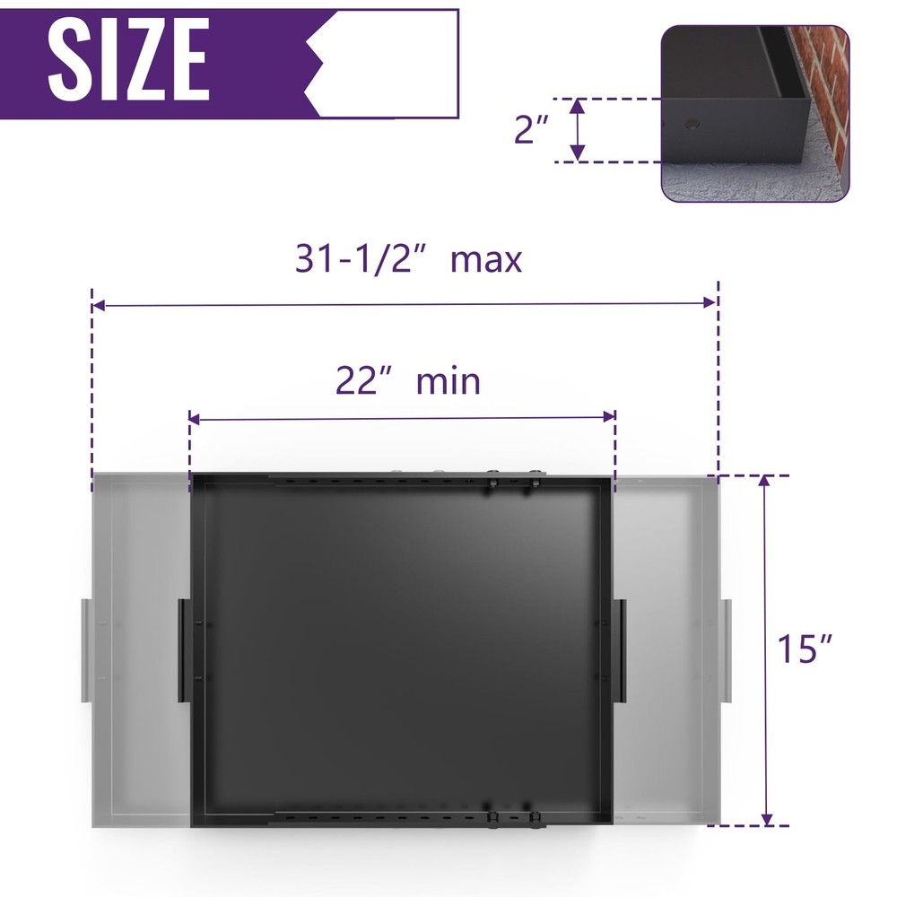Fireplace Tray Ash Pan,Adjustable Black Ash Pan with Handles for Inside Firep...