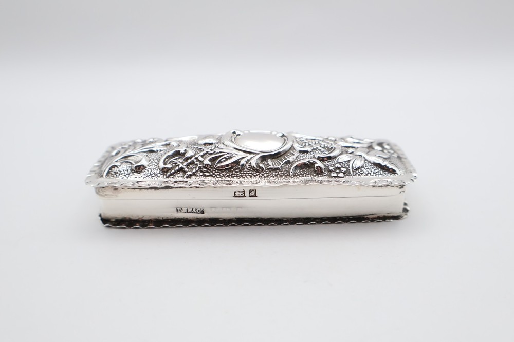 Antique Solid Silver Repousse Trinket Box Hallmarked Birmingham 1903
