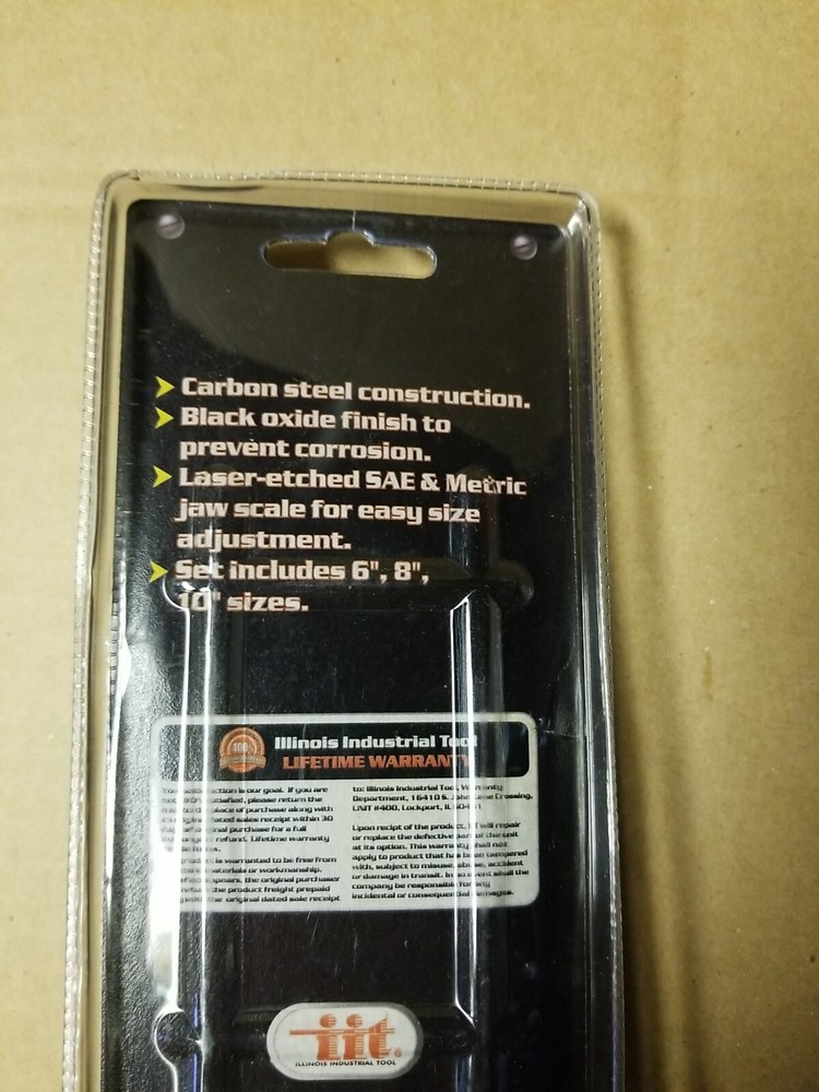 3 pc Adjustable Wrench Set 10" 8" 6" IIT