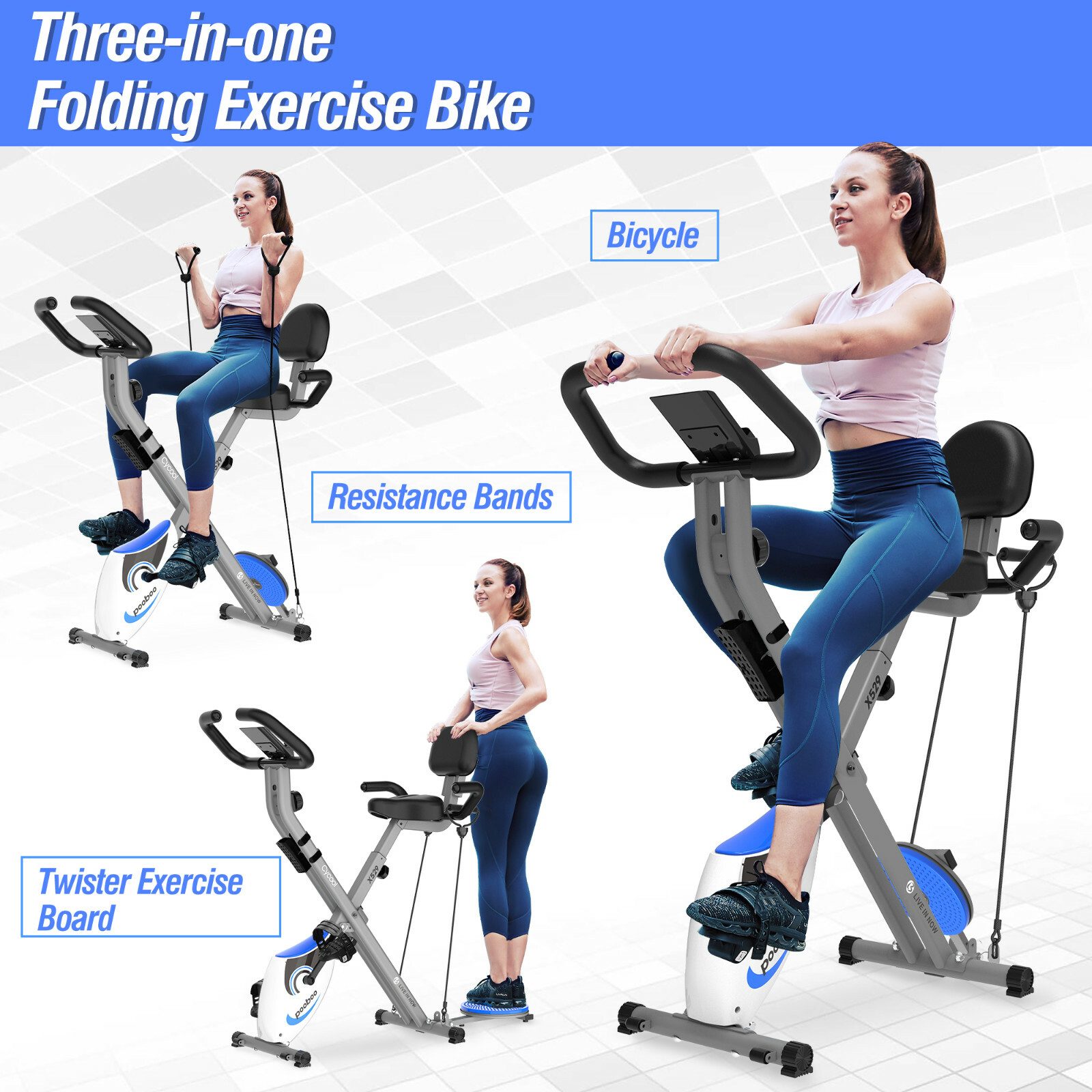 Pooboo Indoor Exercise Bike Stationary Cycling Bicycle Cardio Fitness Workout