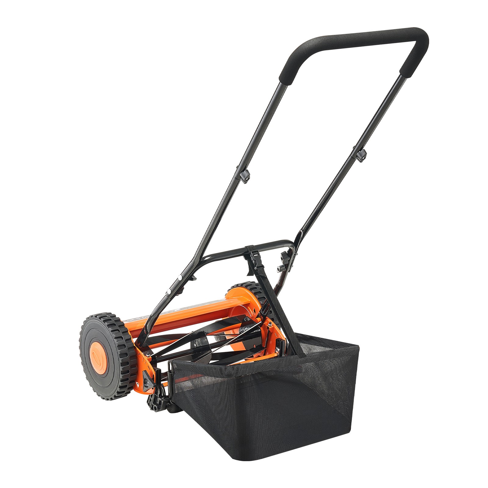 14" Manual Push Reel Lawn Mower 5-Blade Adjustable Height Grass Catcher 2 Wheels