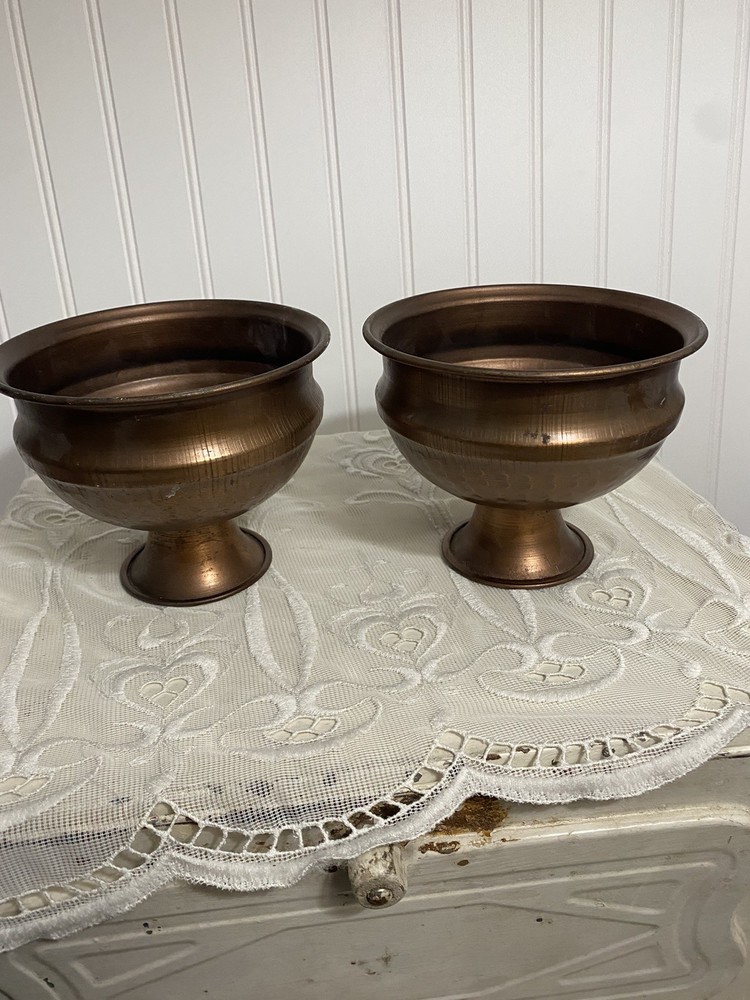 Hammered Copper Planters X2,