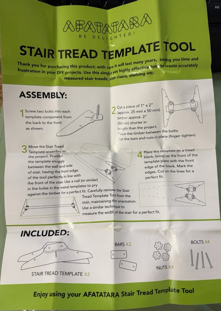 Stair Tread Template Tool - Level Layout Guide Gauge for Projects NEW *READ...