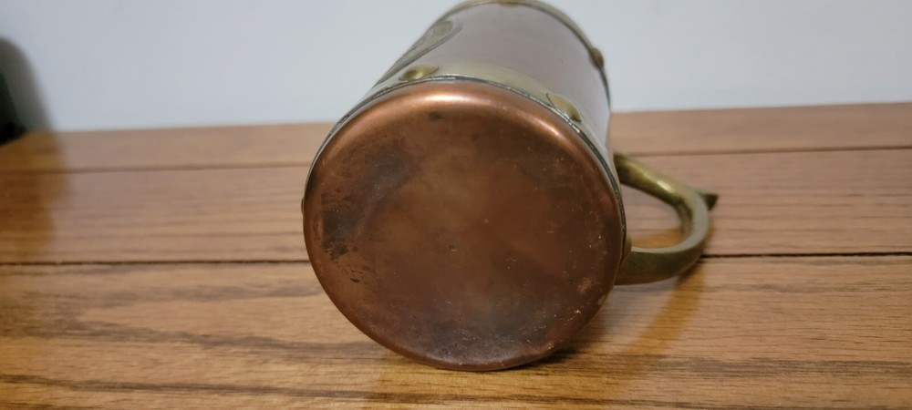 VINTAGE COPPER & BRASS CUP WITH MAYAN AZTEC CALENDER