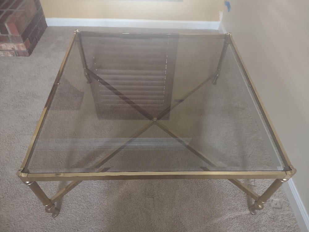 Vintage brass and glass coffee table