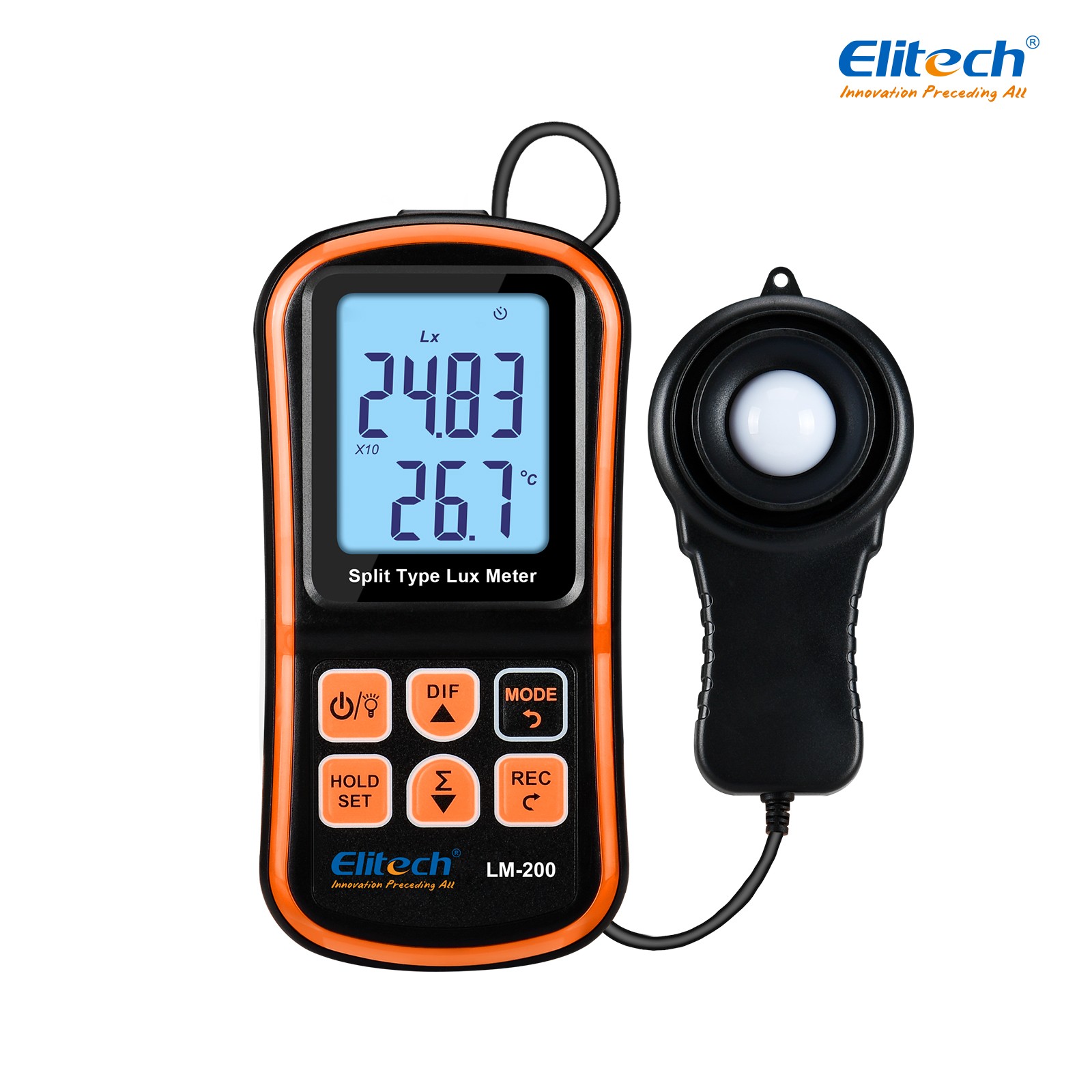 Illuminance Meter Handheld Ambient Temperature Measure Photometer 0-200000 Lux