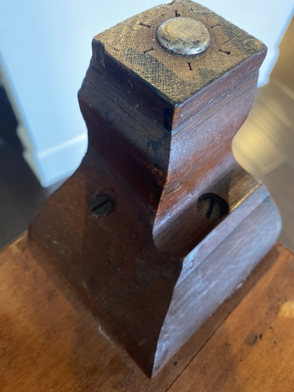 Wabash Antique Wooden Bookcase 3 Shelves Carved Details Brass Handles