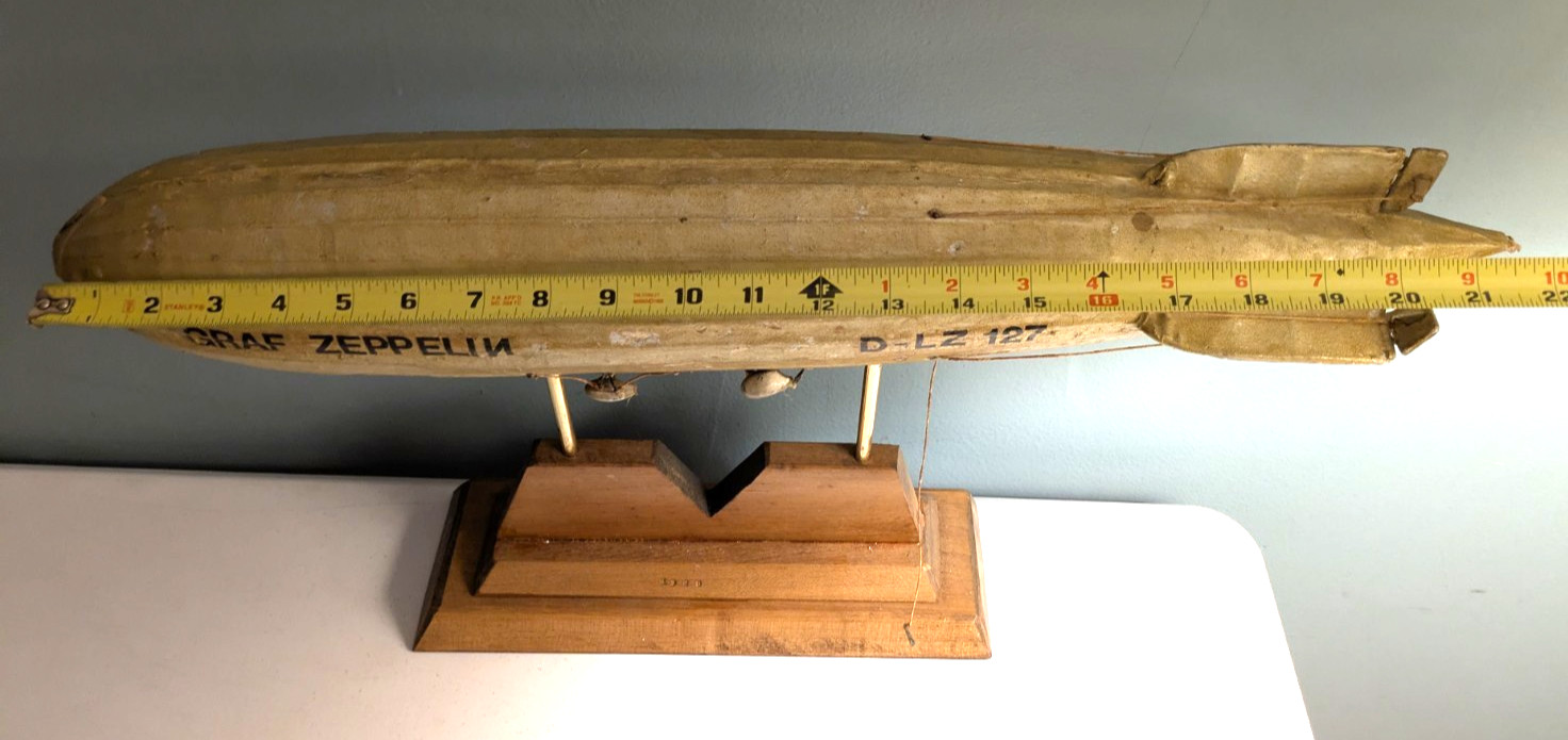 Antique Handmade LZ-127 Graf Zeppelin Germany Paper & Wood Model 1928 AJ