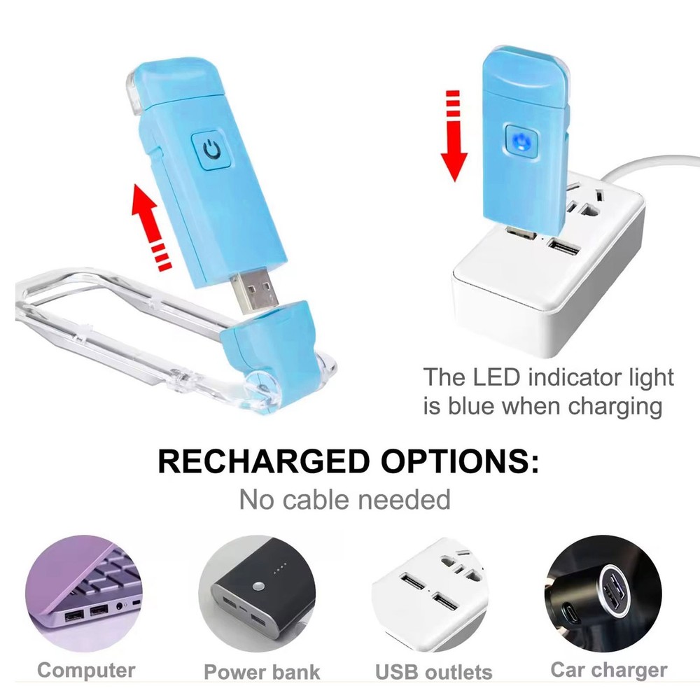 Adjustable Rechargeable Clip On LED Reading Light For Nighttime Reading Blue