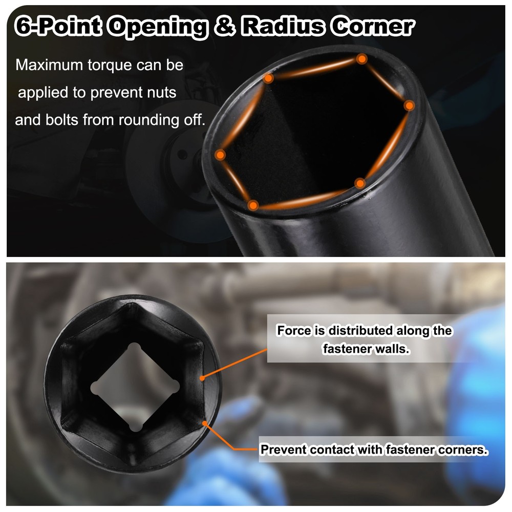 6-Point Deep Impact Socket 26mm Metric Socket 1/2" Drive 8" Long