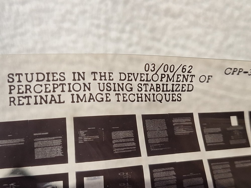 Vtg Military Microfiche Studies In The Perception Using Retinal 1962 CPP-350