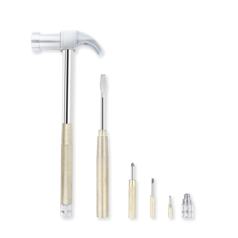 6 in 1 Hammer & Screwdriver Tool Multitool Set Claw Hammer with AntiR...