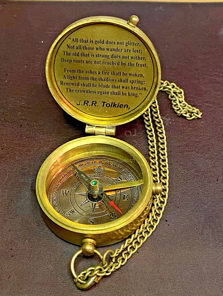 Vintage Brass Compass With Leather Case