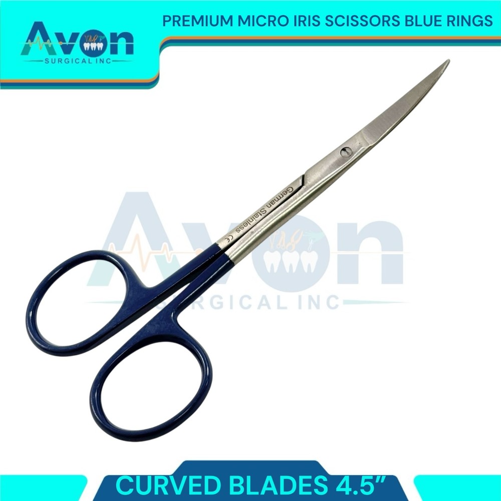 2pcs Premium Dissecting Iris Scissors with Sharp Points, Curved+Straight - 4.5in