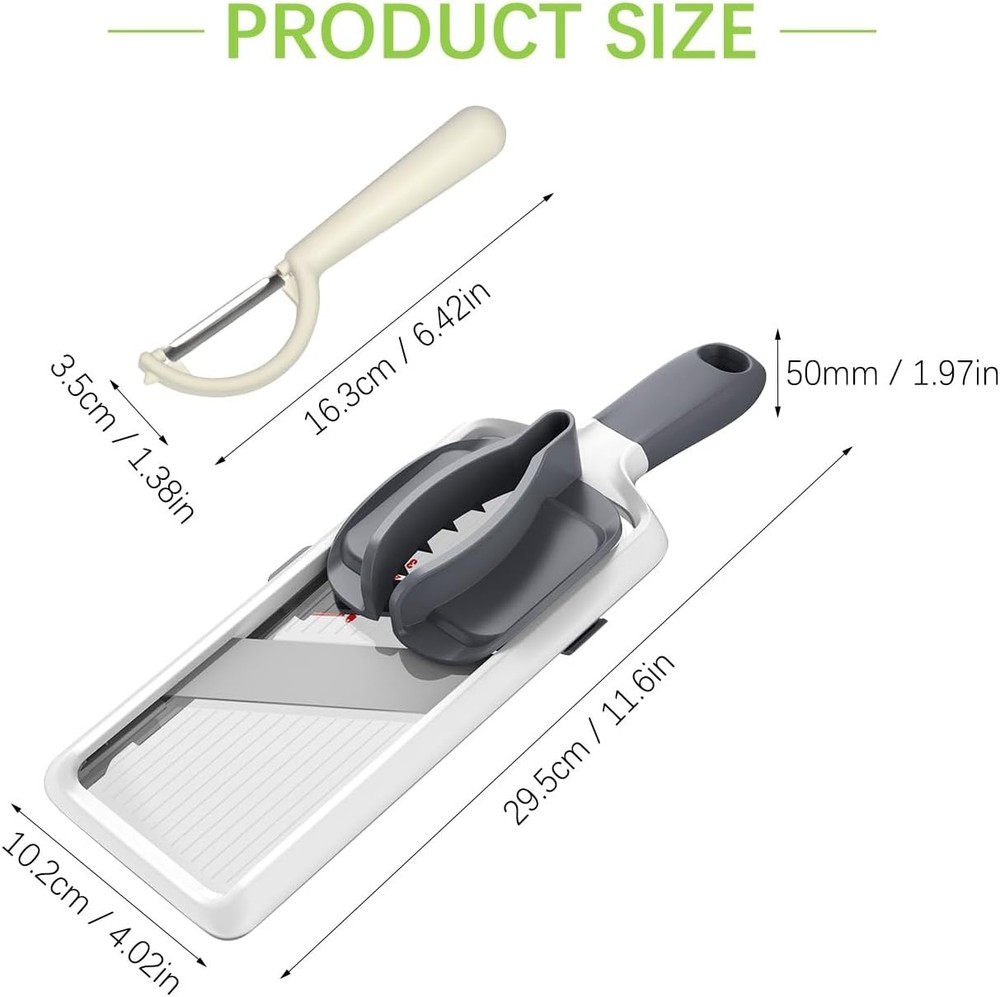 Ergonomic Vegetable Slicer: Safe, Efficient, and Includes Peeler Accessory