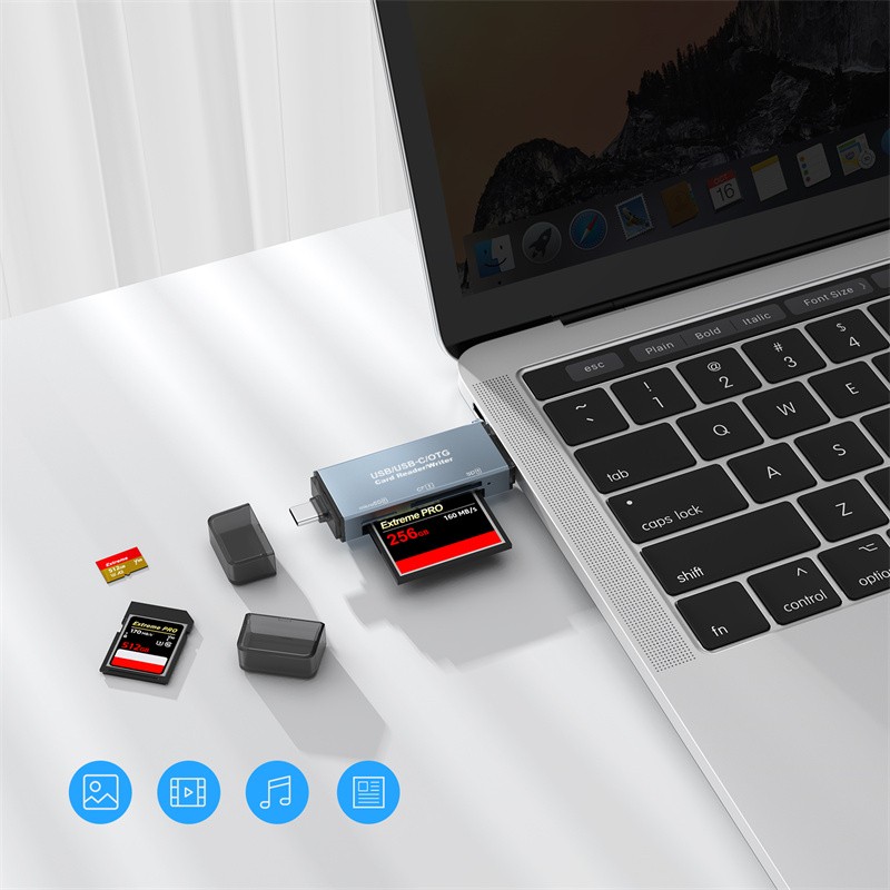 3in1 SD/TF Card Reader for USB-C,USB-A,Micro USB Devices,Portable Memory Card