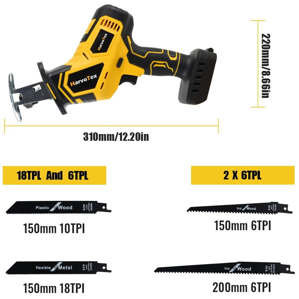 Brushless Cordless Reciprocating Saw for Dewalt 20V Max Variable Speed Tool Only