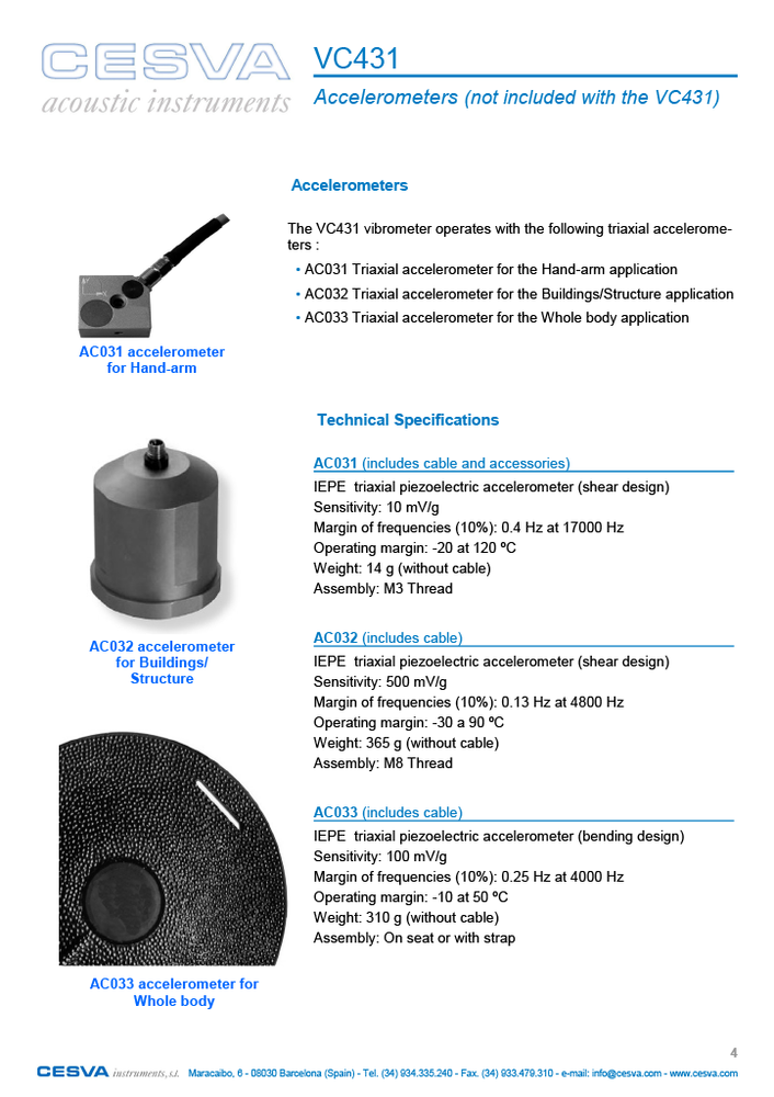CESVA VC431 Triaxial Vibrometer ISO 804 Vibration Meter