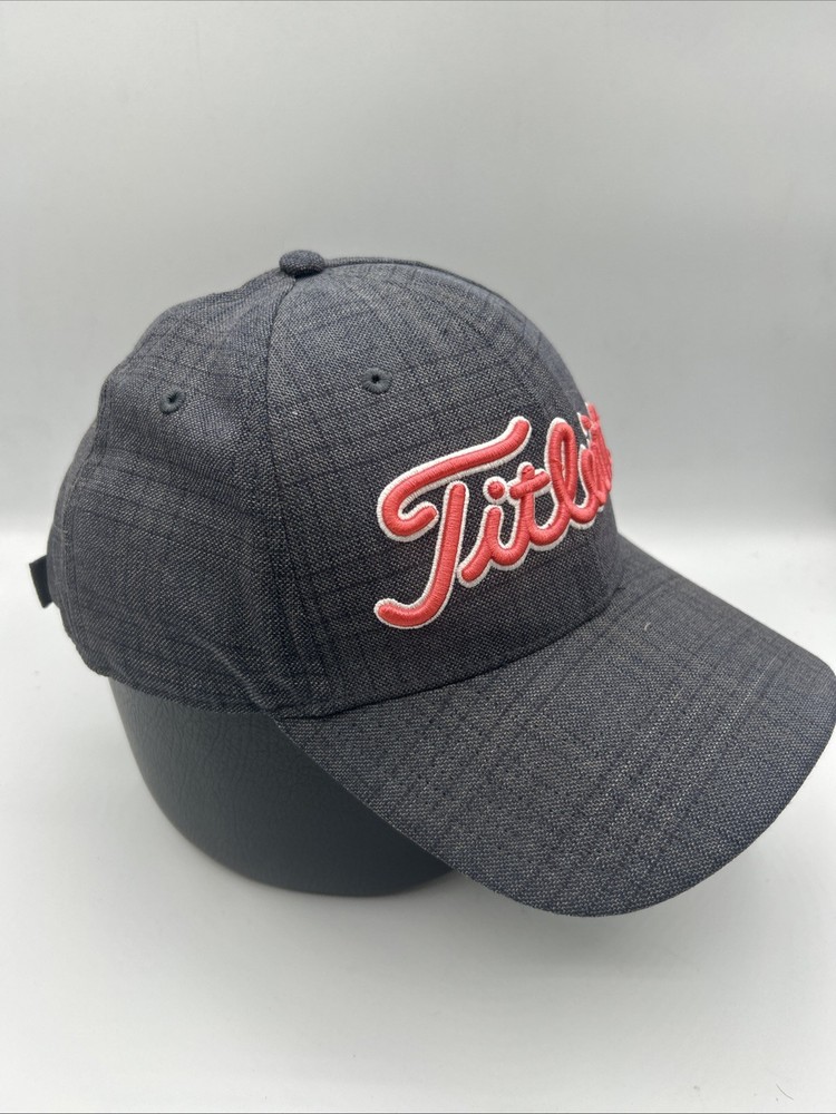 Titleist Golf Hat Cap Gray Black Pinkscript Wool Blend Strapback OSFM H95