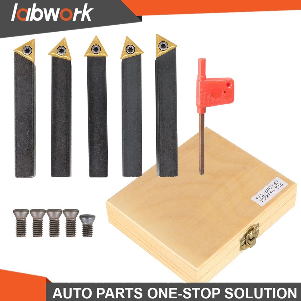Labwork 5Pcs 1/2 Inch Indexable Carbide Insert Turning Tooling Bit Holder Set