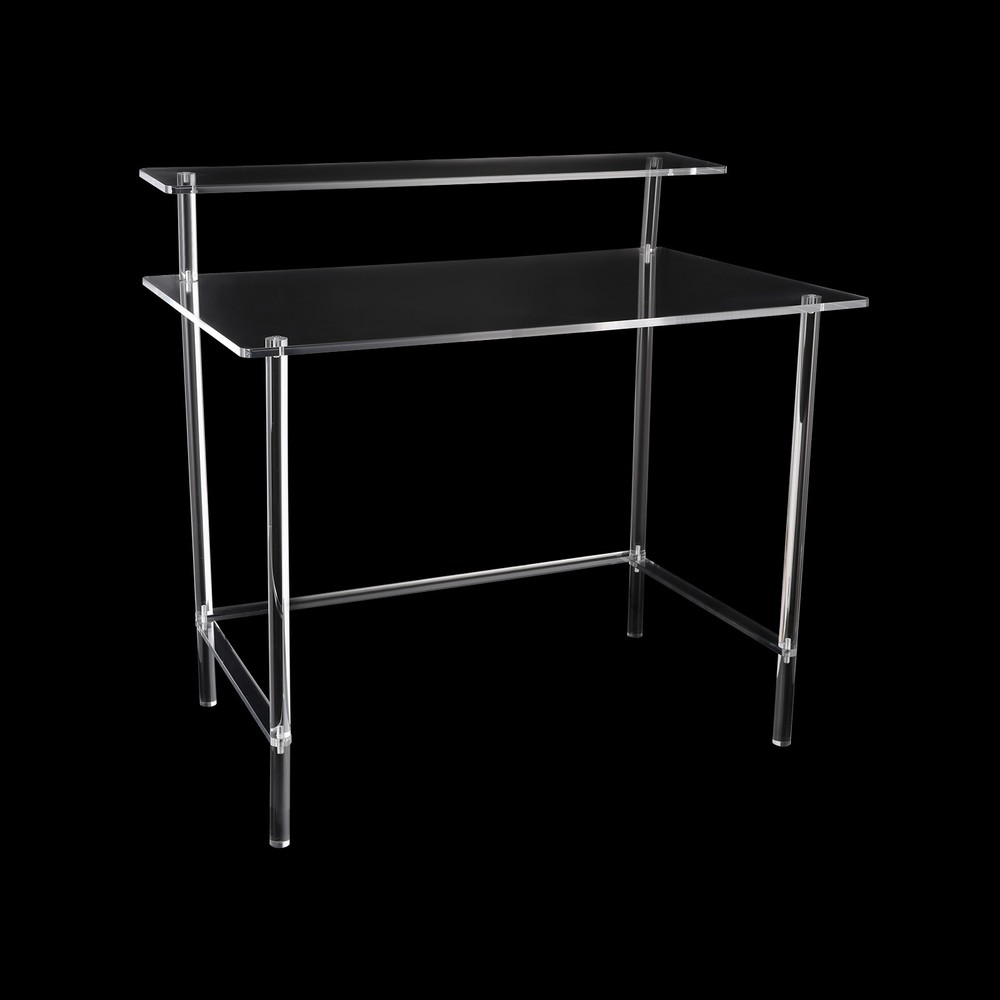 2-tier Acrylic Desk, Home Office Desk, Modern Clear Desk Rectangular
