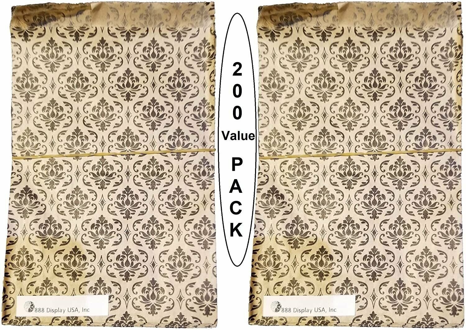 200 pcs Damask Paper Gift Bags Shopping Sales Tote Bags 4 Sizes available