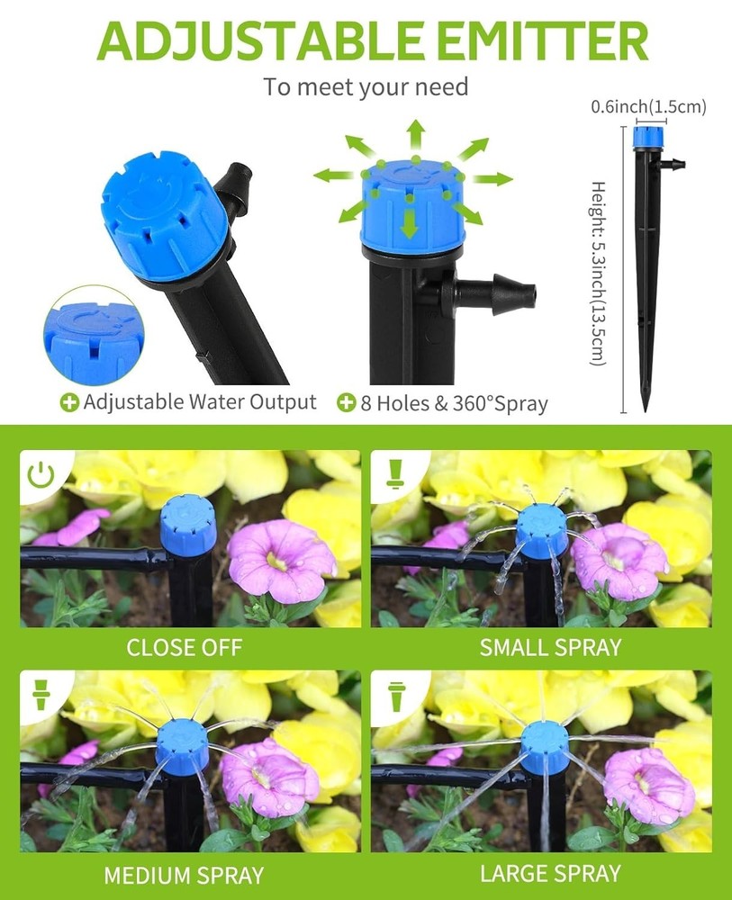 Durable 100ft Drip Watering Kit - Brass Splitter Designed for Garden Versatility