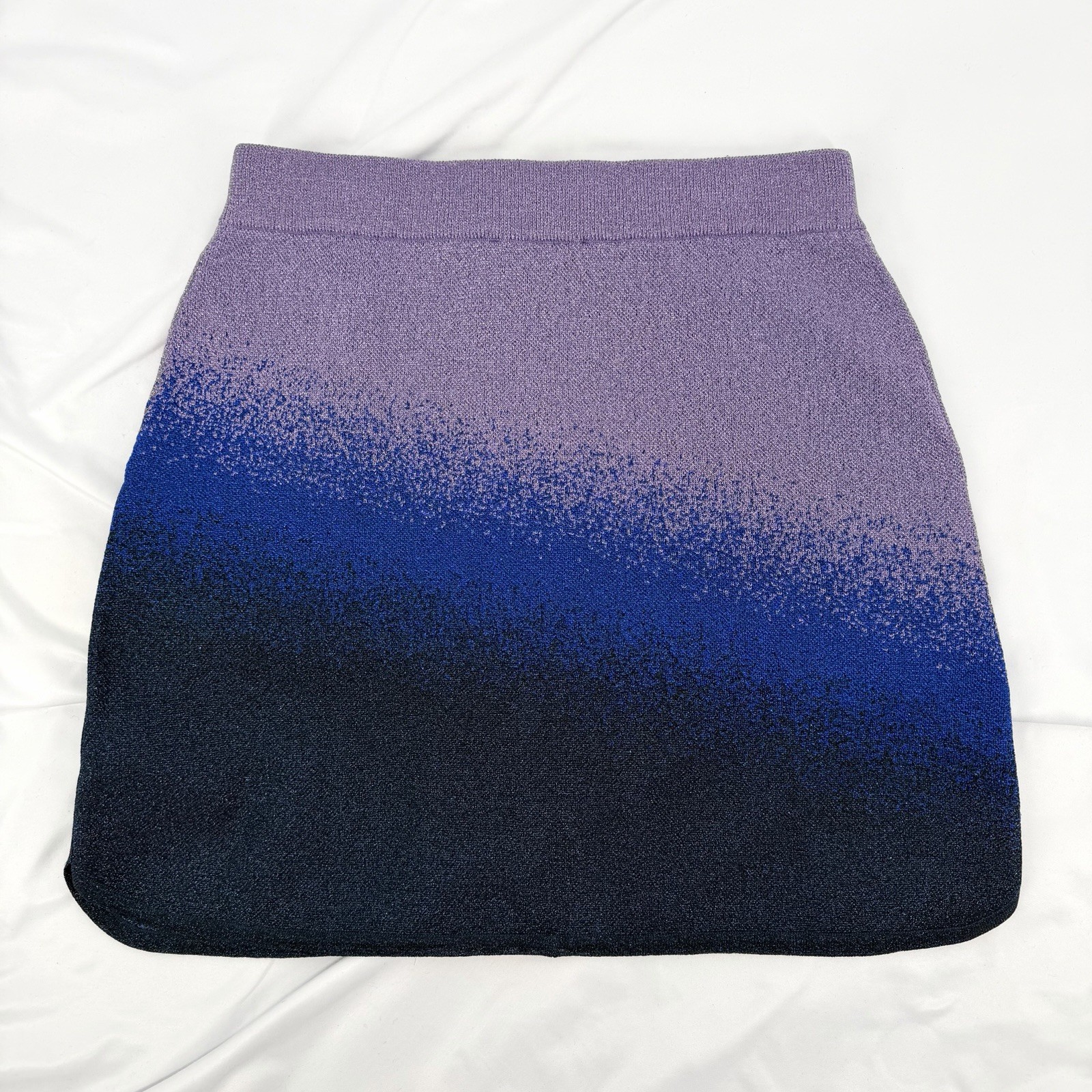 Maje 40/ L Jiseille Metallic Knit Mini Skirt Purple & Blue Ombre Stretch Pockets