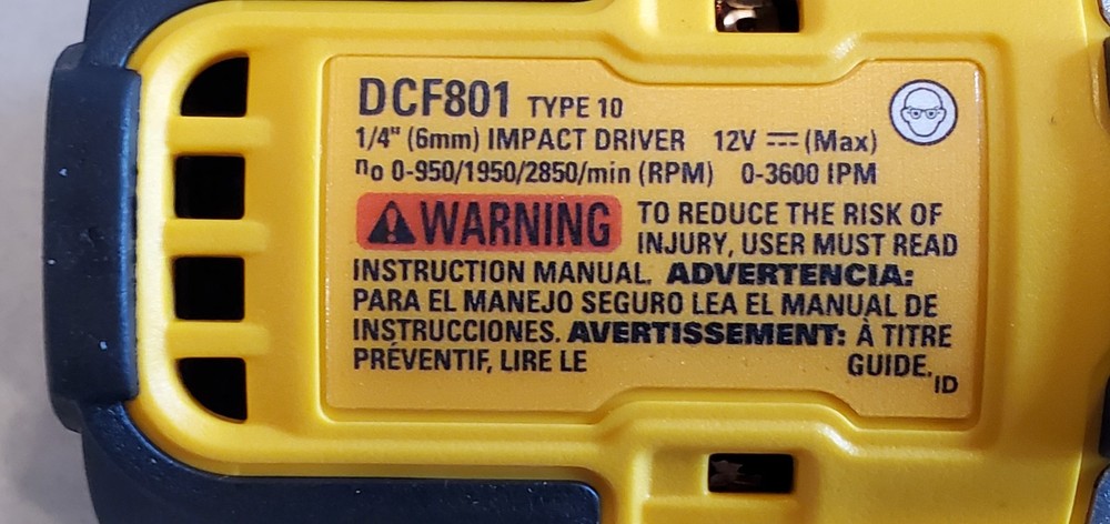 DeWALT DCF801B Xtreme 12V Max 1/4" Impact Driver. Bare 2024 Tool only.