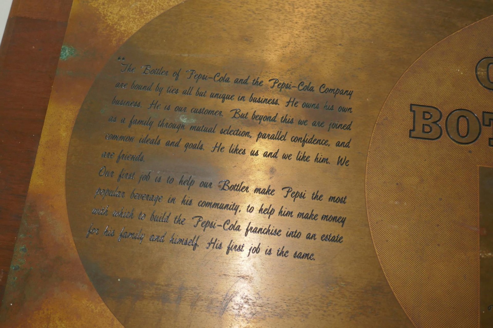 Vintage Pepsi Cola Sign Bottler Appreciation