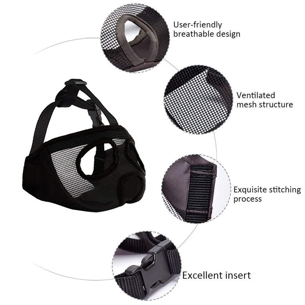 Short Snout Dog Muzzle- Adjustable Breathable Mesh Bulldog Muzzle for Biting ...