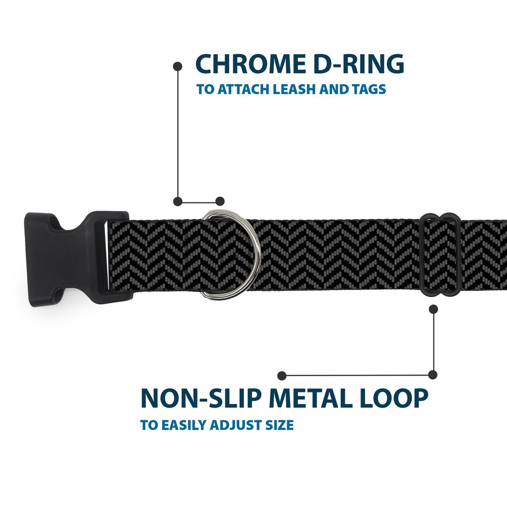 Plastic Clip Collar Herringbone Jagged Black/Gray NARROW-Medium 8.5-12"