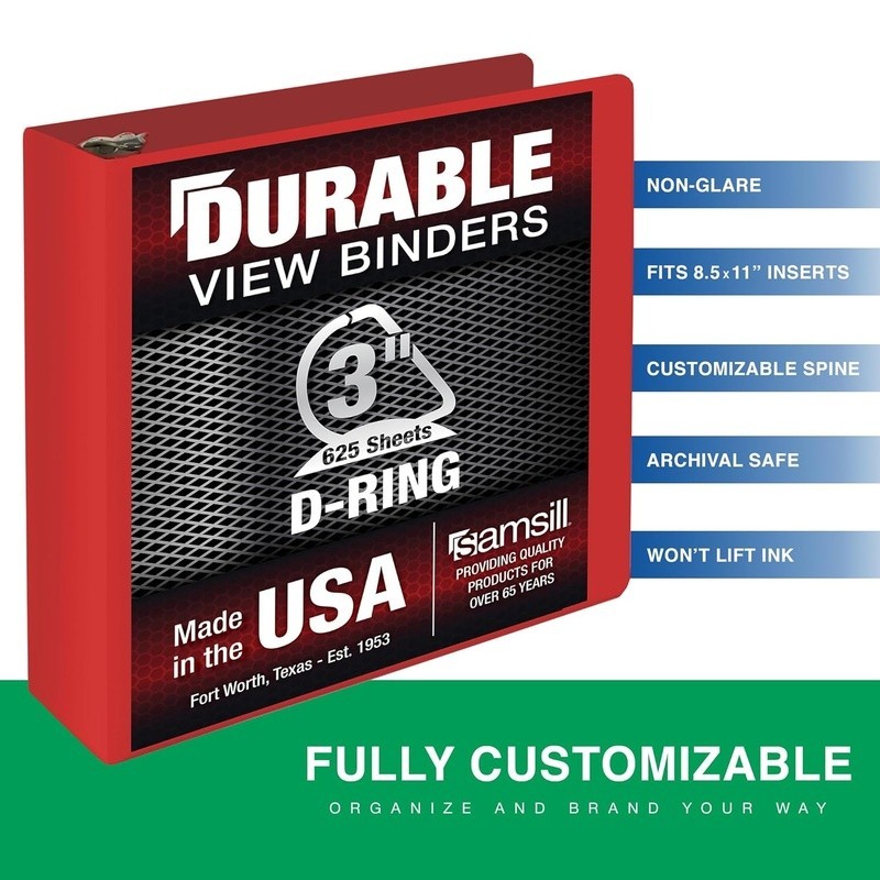 Heavy-Duty 3-Ring D-Ring Binder Tear-Resistant Document Organizer Customizable