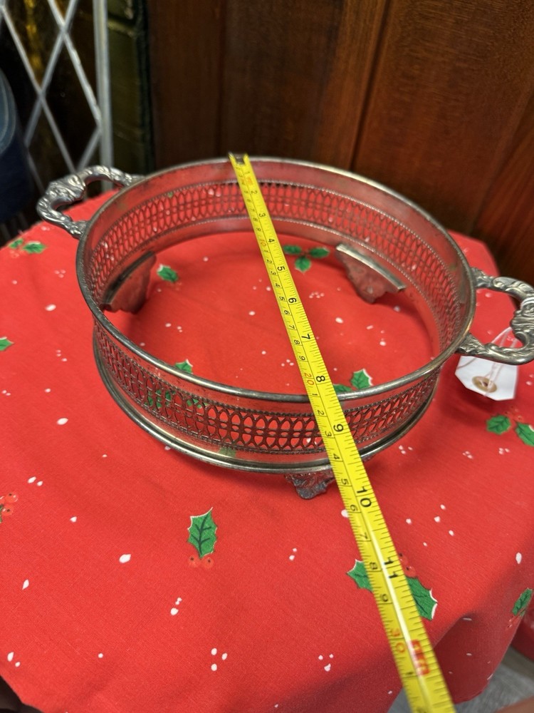 Vintage Silver Plated Footed Casserole Stand Serving Dish Holder Buffet Table