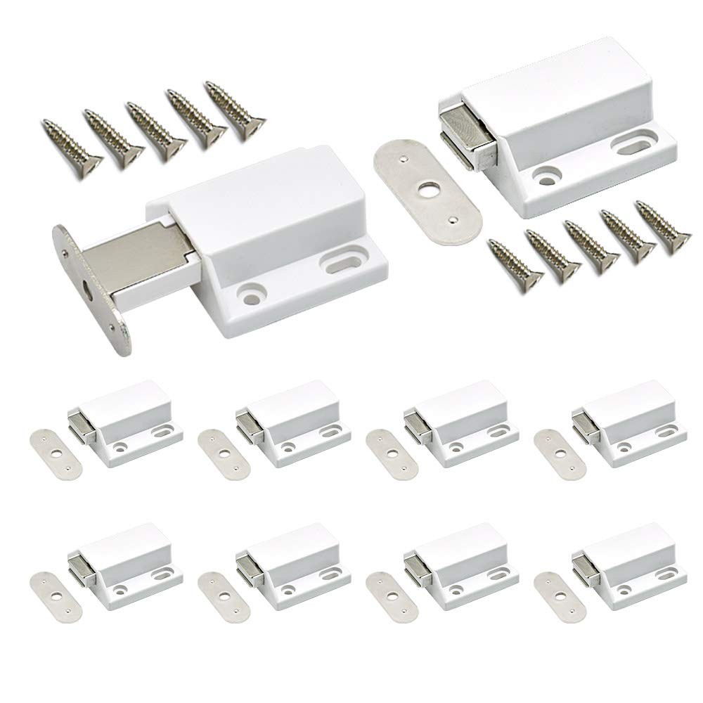 10 Pack Magnetic Push Latch Catch to Open Pressure Touch White