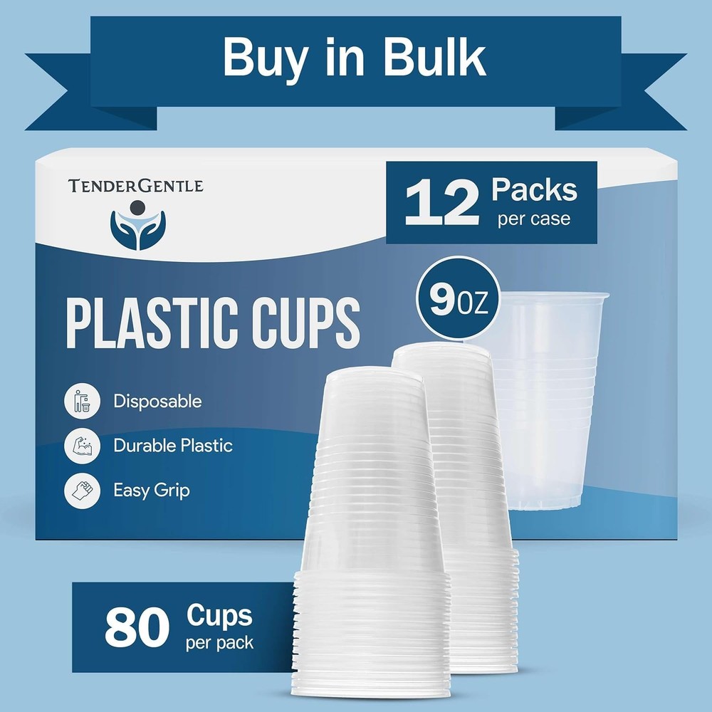 Small, Clear Plastic Cups 9 oz - 80 Disposable Drinking 1 Pack,