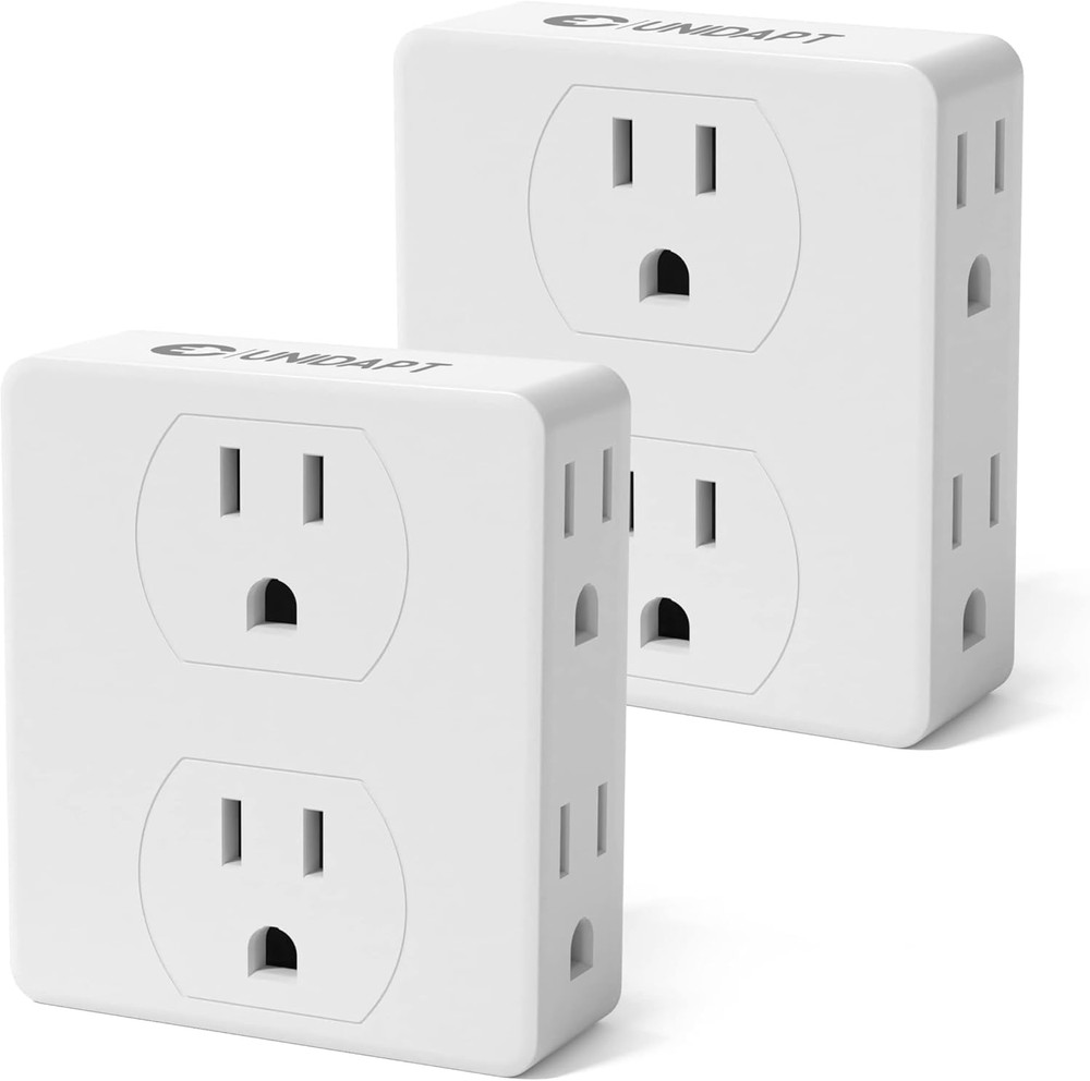 Multi Plug Outlet Splitter, Unidapt Multiple Outlet Extender Adapter with 6 Elec