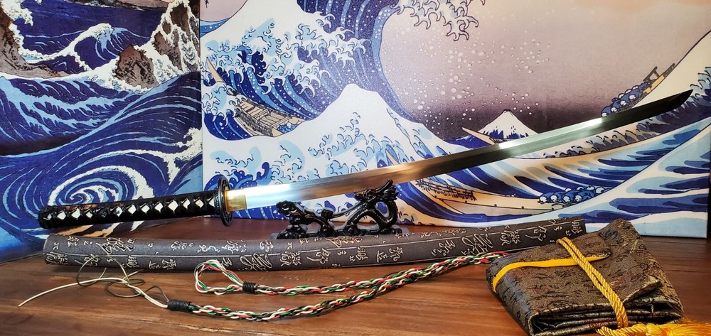 Original Katana, Ancient Japanese Style Sword. Includes Leather Kumihimo Strap