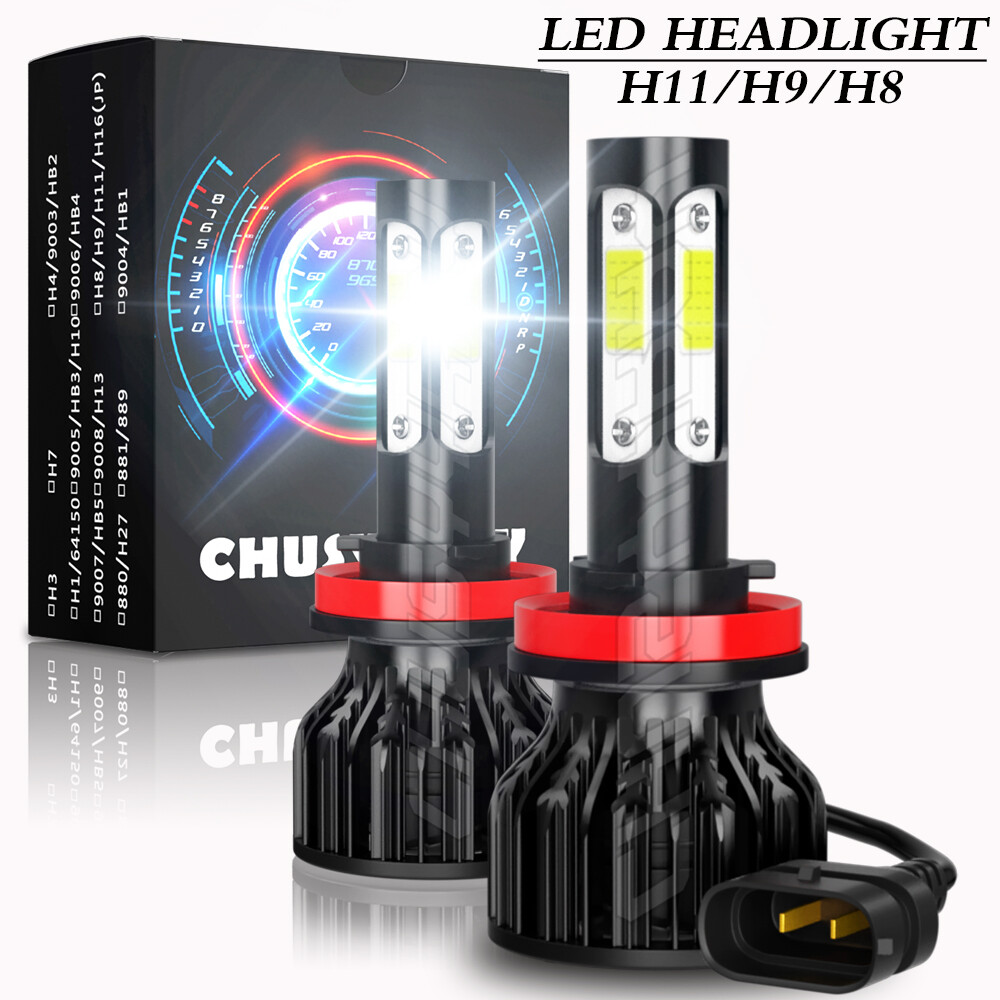 4-Sides H11 LED Headlight Kit Low Beam Bulbs Super Bright 6500K White 380000LM