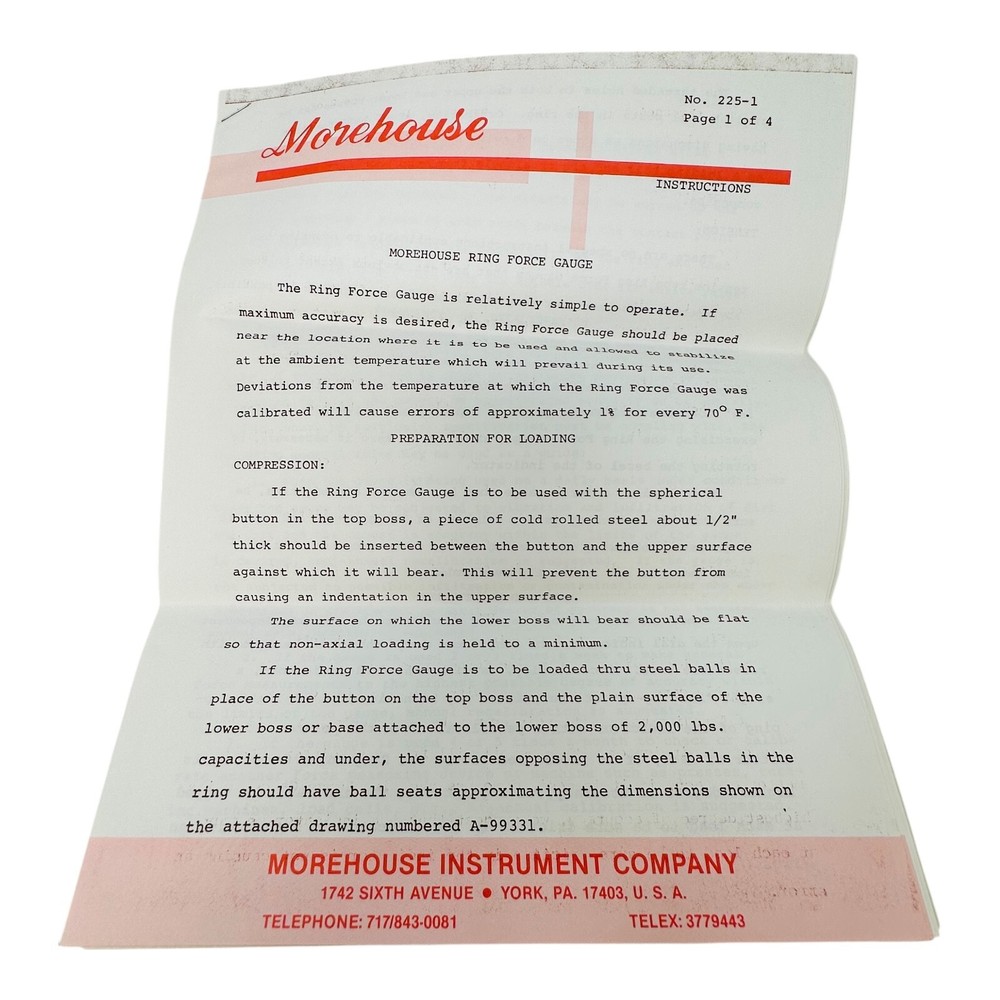 MOREHOUSE MODEL 5 RING FORCE GAUGE 100lbs
