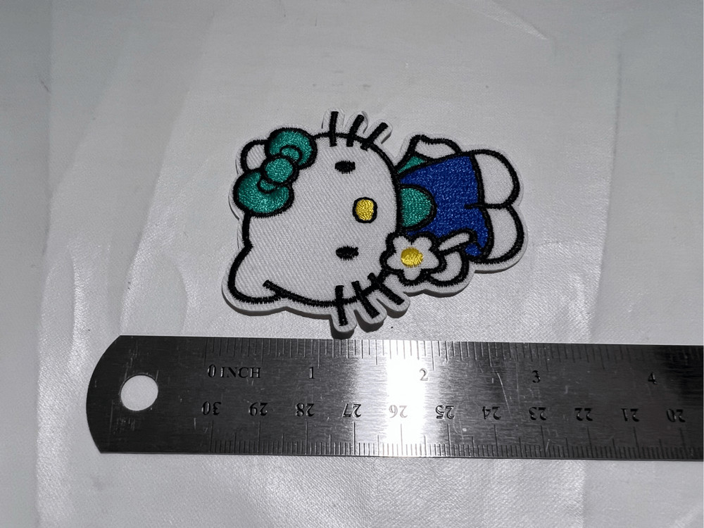 Hello Kitty in Blue Over Alls Iron on Patch