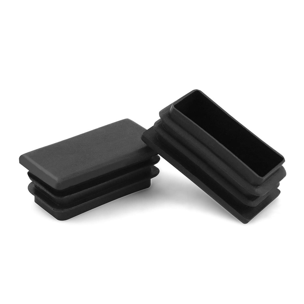 QWORK 10 PCS 1" X 2" Rectangle Black Plastic Plug End Cap 2.5 X 5cm,