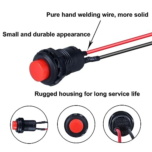 12-Pack 12mm Mini Push Button Switch AC 250V/1.5A Momentary Multicolored