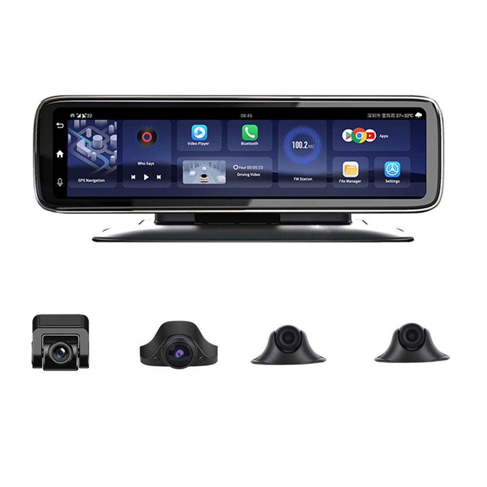 360° Panoramic 4CH Camera Car DVR Backup Mirror Dash Camera with GPS