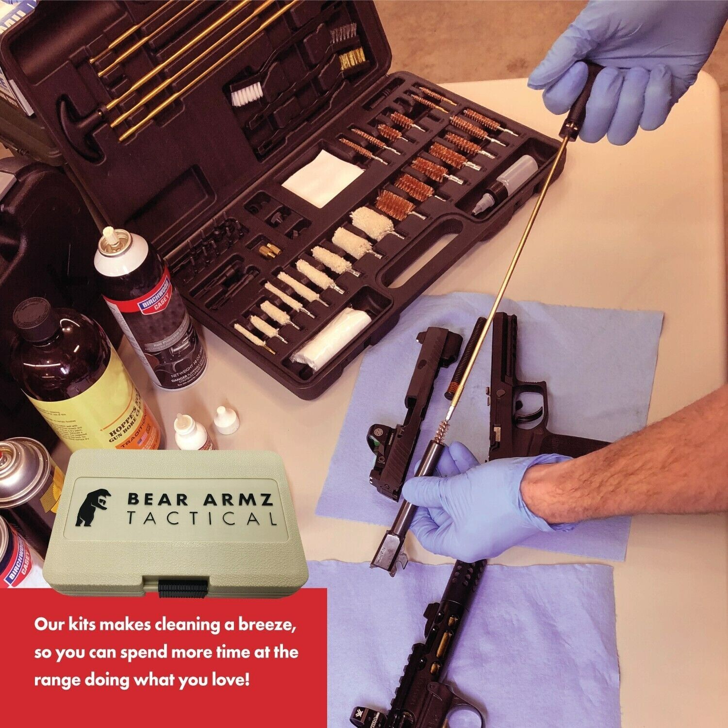 Universal Handgun Cleaning Kit for Pistols Revolver and SBR Calibers