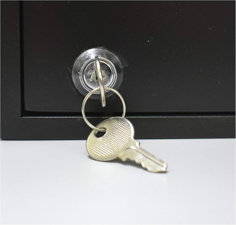 Secure 128-Key Wall Mount Organizer with Lock & Numbered Hooks - Black