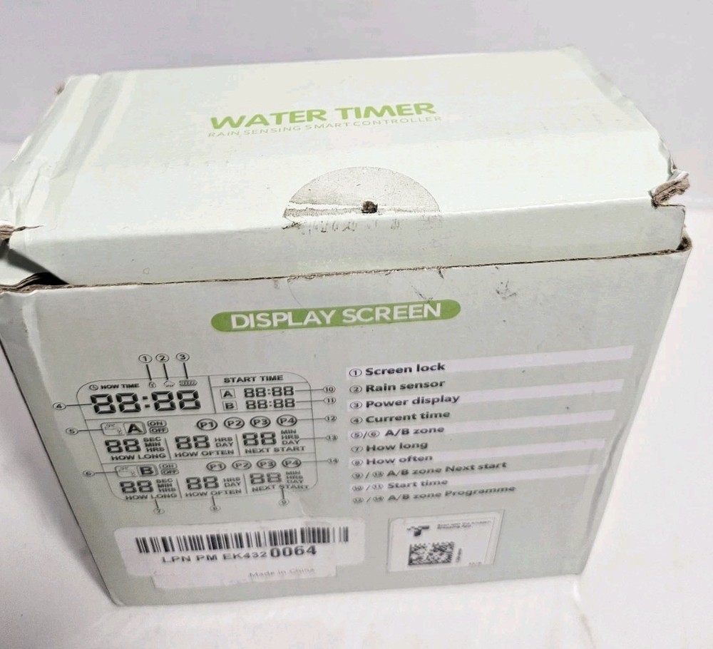 2-Outlet for Spigot Water Timer Automatic Timed Irrigation w Rain Sensor Backlit