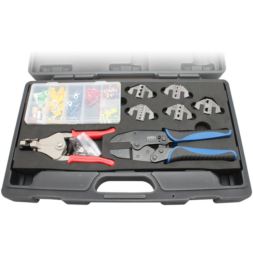 Aven 10171-KIT Deluxe Crimping Tool Kit w/ Frame, 5 Dies, Wire Stripper