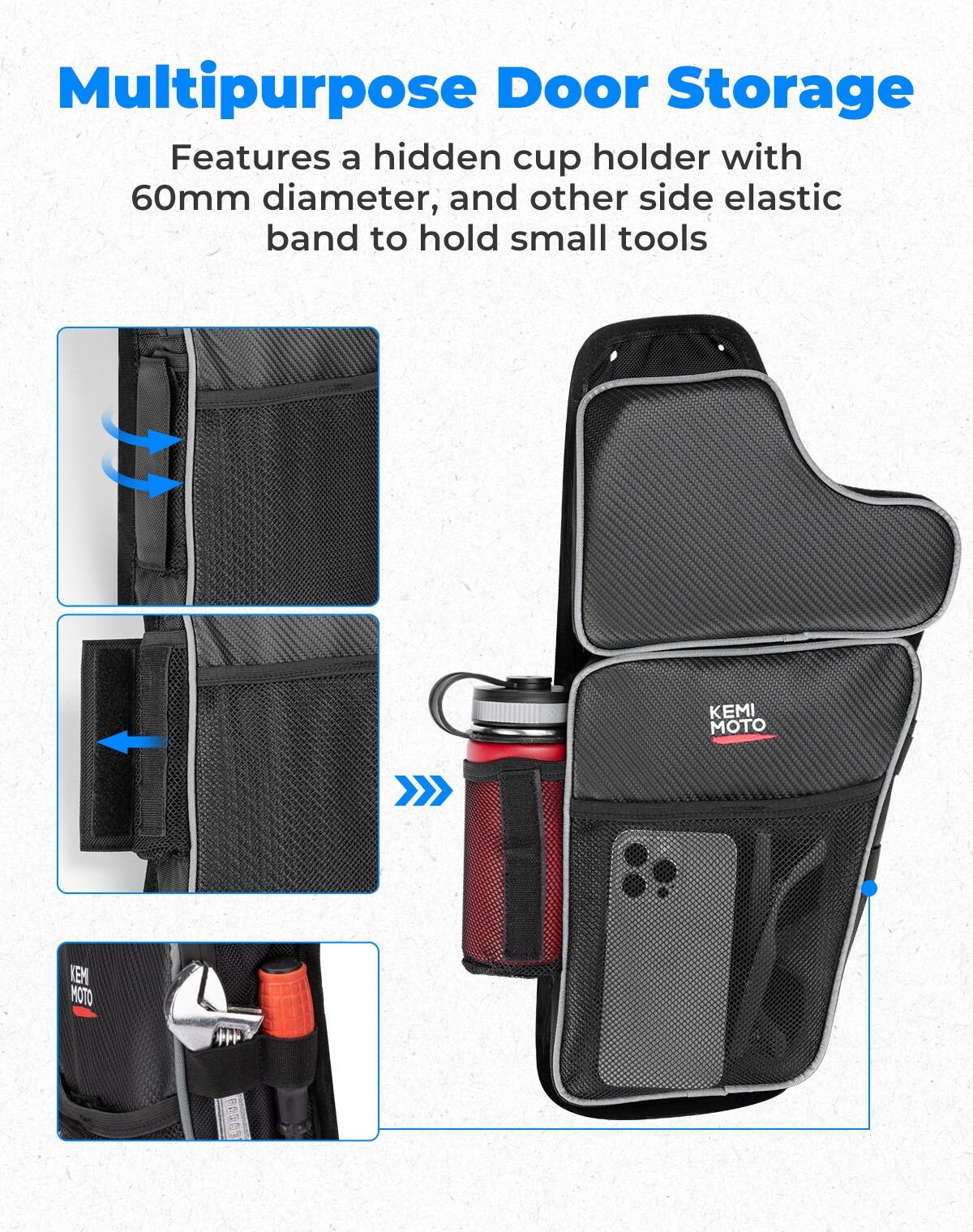 UTV Front Lower Door Bags W/Knee Pad For Polaris General 1000 / 4 1000 2016-2024