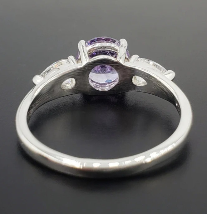 5.00 Ct Certified Round Shape Natural Purple Diamond Ring VVS1 White Gold Finish